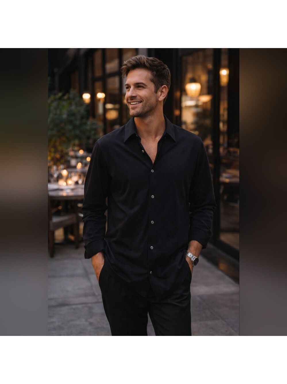 Giorgio Armani Classico Black Button-Front Shirt Men’s 54 / 38 Made In Italy